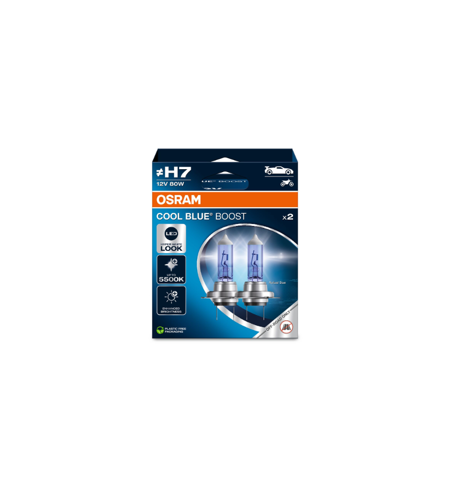 COPPIA H7 OSRAM COOL BLUE BOOST 5000K +50% 62210CBB-HCB