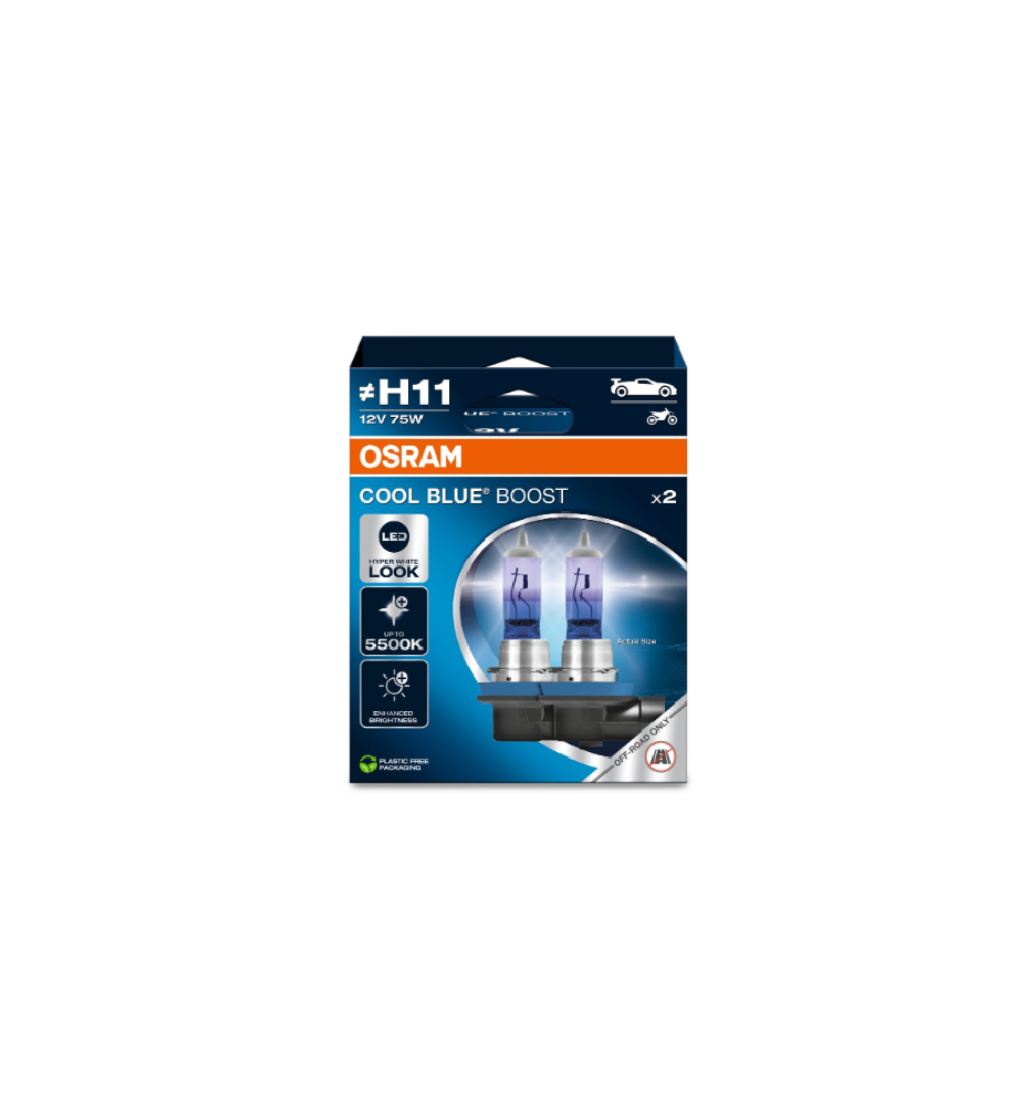 COPPIA H11 OSRAM COOL BLUE BOOST 5000K +50% 62211CBB-HCB